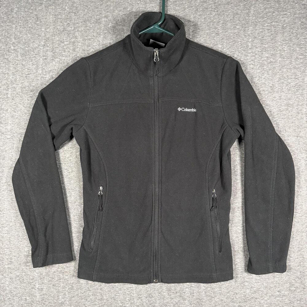 Columbia Jacket Womens Small Black Fleece Full Zip Pockets Casual Outdoor